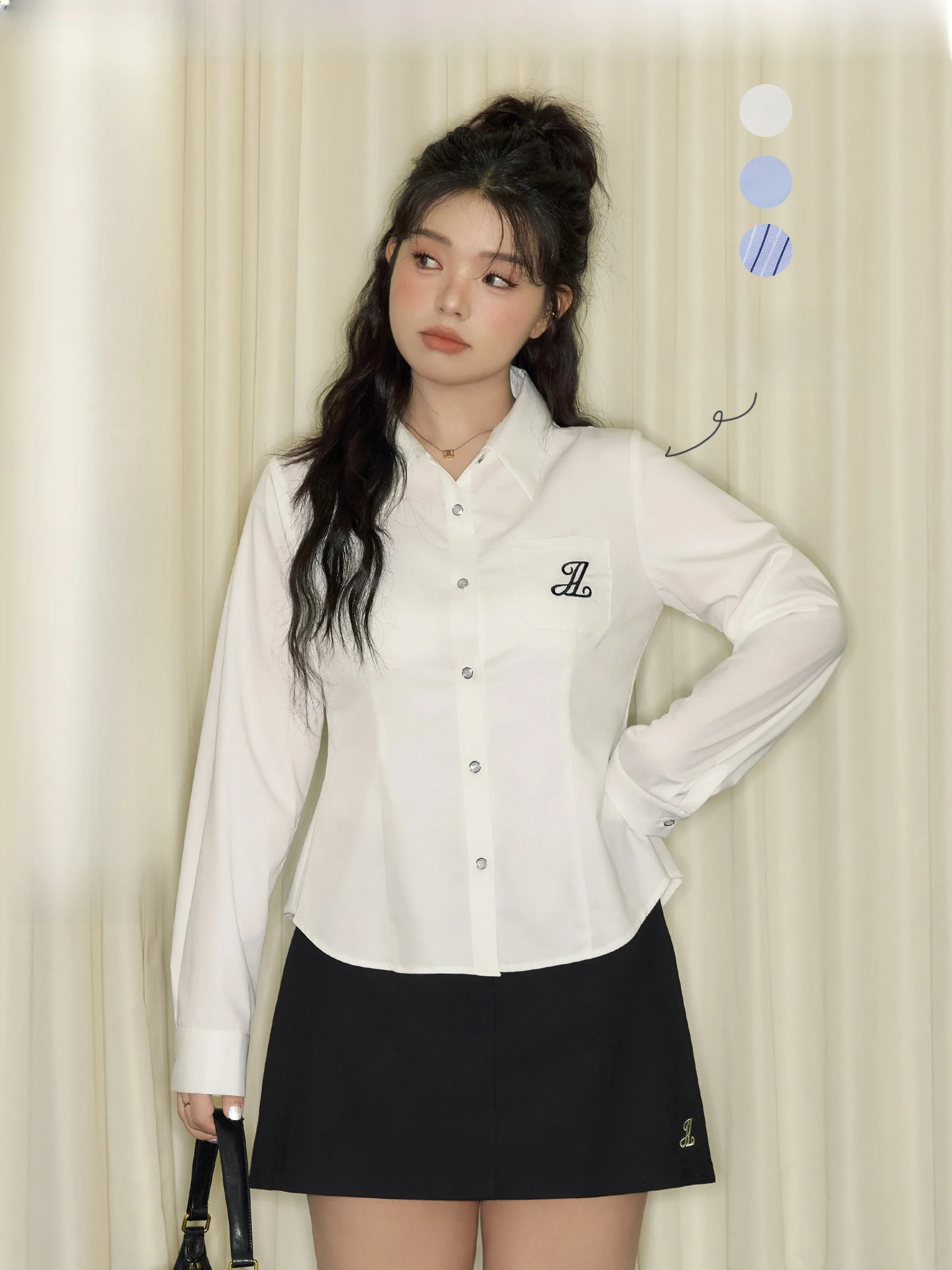 

Рубашка Jiulu Studio Salt Soda с длинным рукавом, воротником-стойкой, приталенная, в университетском стиле, больших размеров, женская, удобная, дышащая