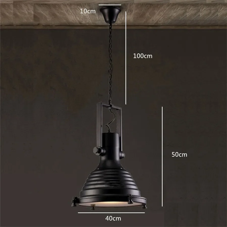 Lampade a sospensione industriali in ferro battuto Illuminazione nera vintage Bar Hotel Cucina Isola Lampada da soffitto a sospensione antica a luce LED