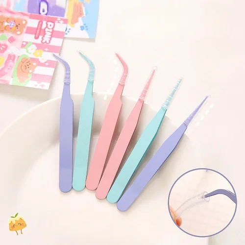 Imagen 1 del producto Macarrón decoración artística de uñas pinzas para pestañas pinzas para álbum de recortes cintas adhesivas recoger Clips de acero inoxidable DIY herramientas para pestañas postizas