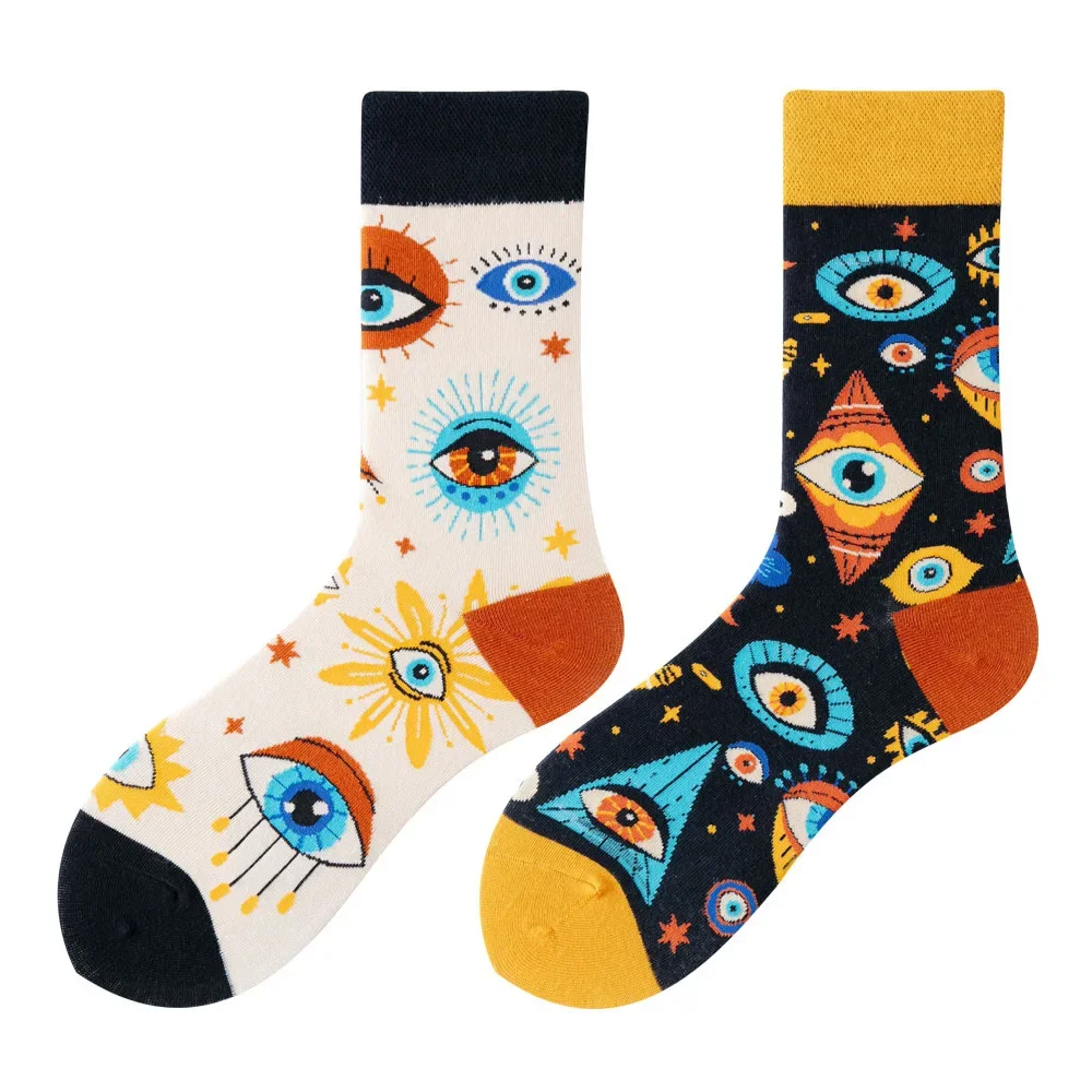 Hochwertige Baumwolle AB Socken Essen Muster Lange Röhre Lustige Glückliche Männer Socken Neuheit Skateboard Crew Lässige Verrückte Frau Socken – Detail 8