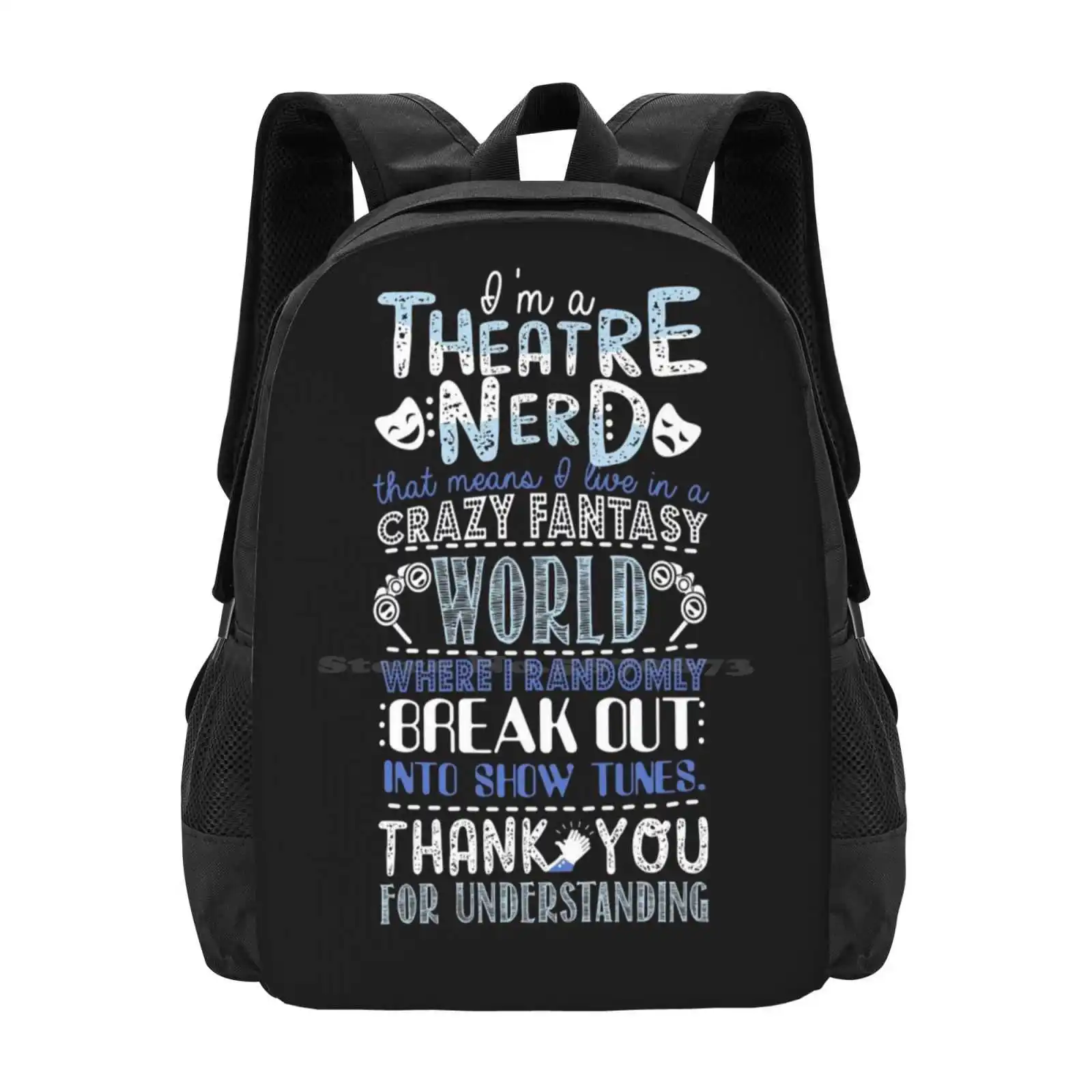 Theatre Nerd Funny Gift For Theatre Lovers Pattern Design Bag Student'S Backpack Broaway Fan Broadway Lover Musicals Les Mis