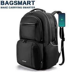 BAGSMART 대용량 방수 백팩, USB 충전, 17.3 인치 노트북 가방, 다기능 비즈니스 여행 가방, 40L