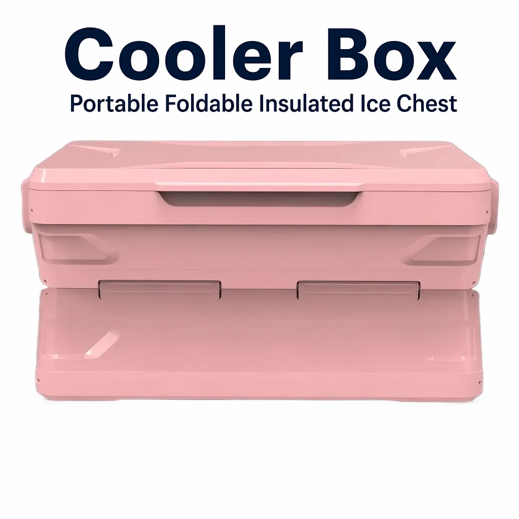 45L Solar Panel Compatible Cooler Box Waterproof Insulated Ice Chest 48H Cooling Foldable Portable Insulated Ice Chest