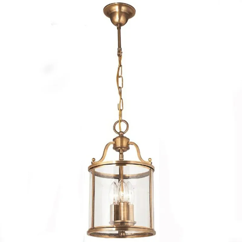 Guangda Store All-copper Aisle Chandelier American Simple Restaurant Light Round Solder Bird Cage Solder Glass Light