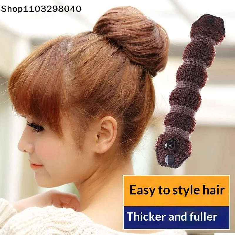 Magic Hair Bun Maker Donut Bagel Styling Tool Soft Fabric Gentle Black Brown for Sensitive Scalp Users Hair Accessory