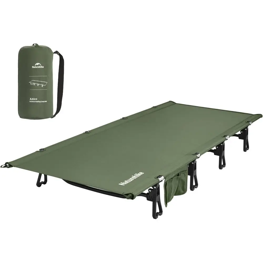 Ultra-Wide Green Lightweight Portable Camping Cot - Ideal for Outdoor, Beach, and Travel