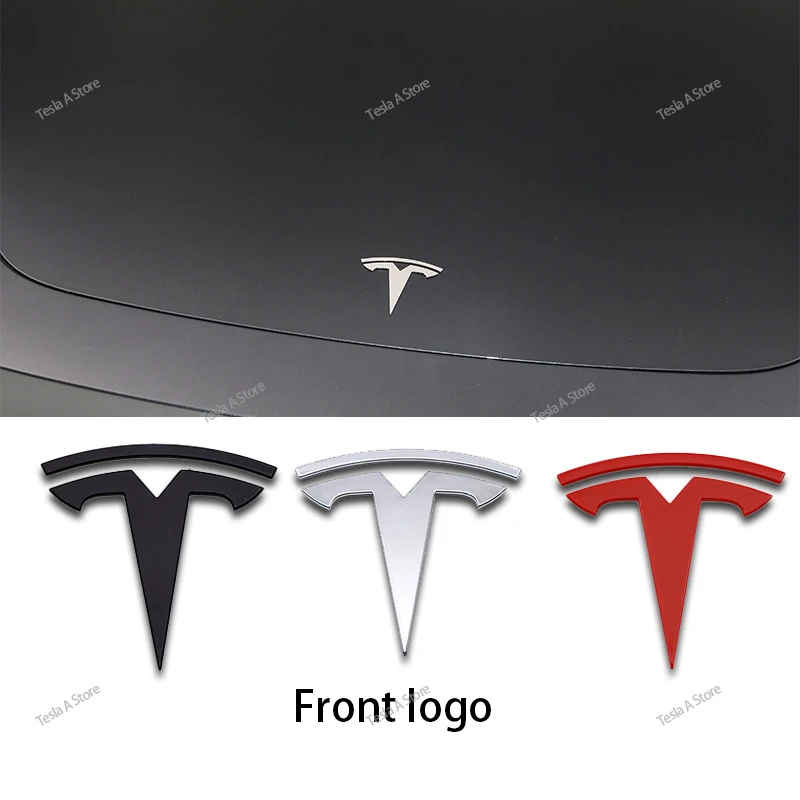 2pcs original car logo front and rear car logo stickers Tesla Model 3 Model Y carbon fiber car modification accessories fashion