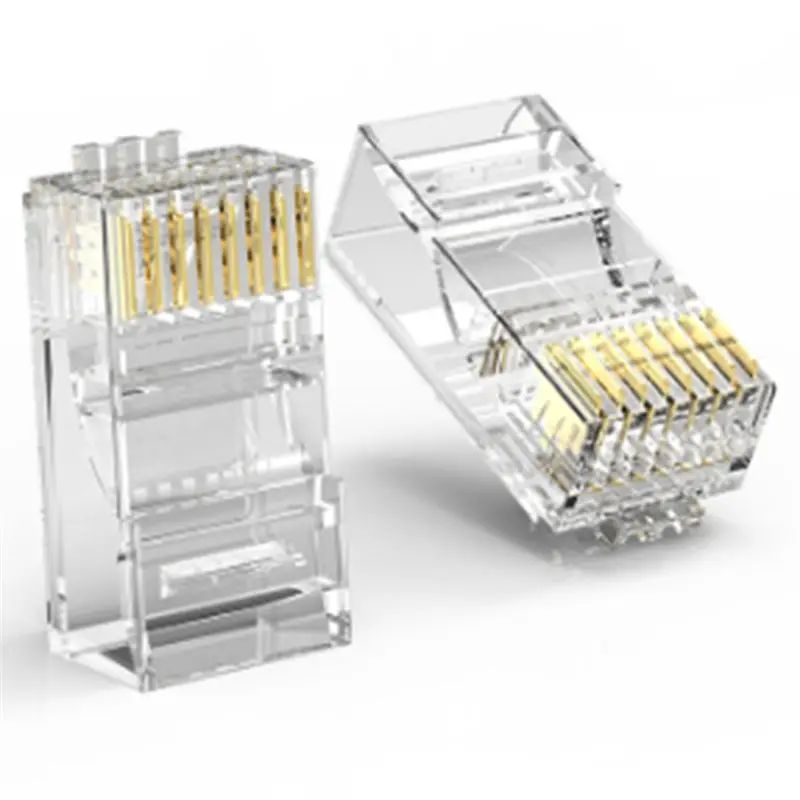 100 шт. обжимные сквозные разъемы CAT6 RJ45 8P8C с кристаллическим концом, позолоченные стандартные сетевые модульные разъемы UTP Ethernet