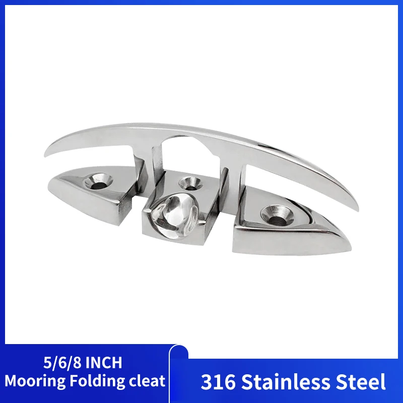 

5"6“8” Mooring Cleat Folding Boat Accessories Marine 316 Stainless Steel Boat Yacht Bollard Boat Ship Mooring Dock Neat Cleat