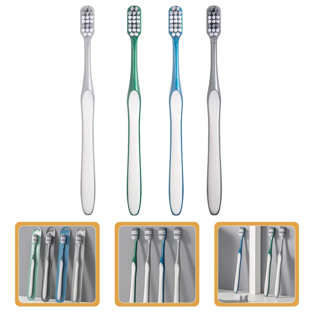 Brosse à dents de voyage pour hommes, livres à poils adultes, brosses à dents fines résistantes à l'usure pour la maison, 4 pièces