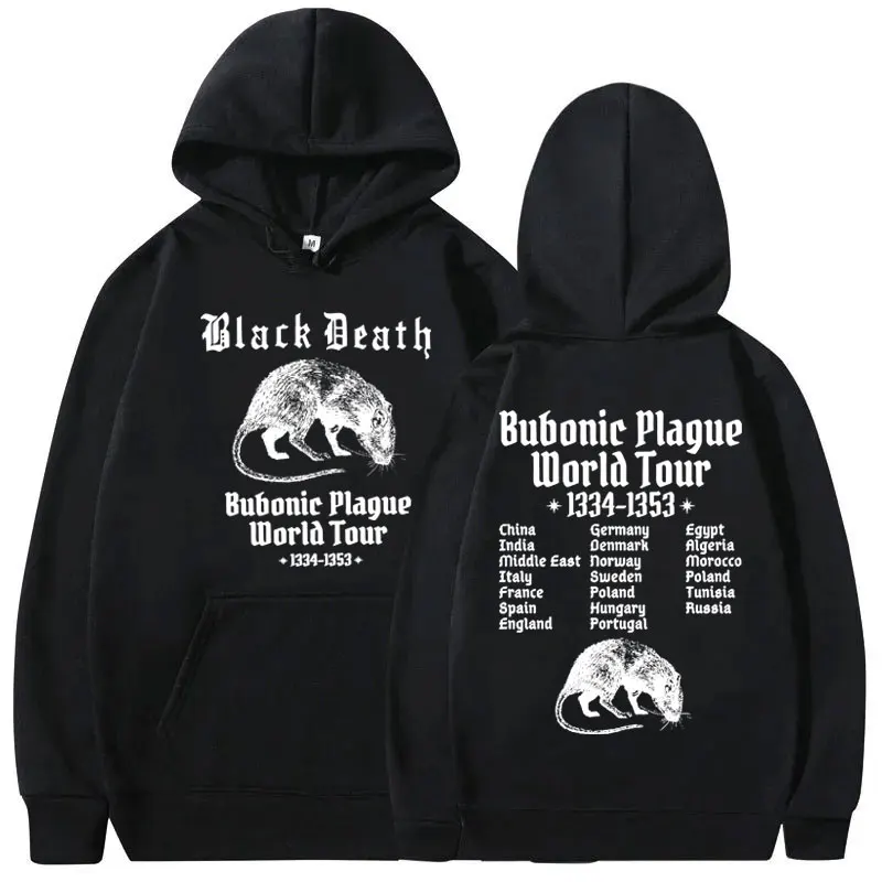 

Bubonic Plague World Tour Funny Rat Meme Hoodie Male Oversized Fleece Cotton Hoodies Men Women Fashion Casual Vintage Sweatshirt