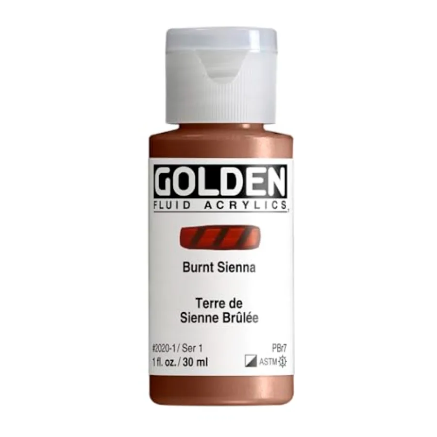 

Fluid Acrylics, Burnt Sienna, 1 fl. oz. Bottle, Professional Acrylic Paint, Semi-Opaque