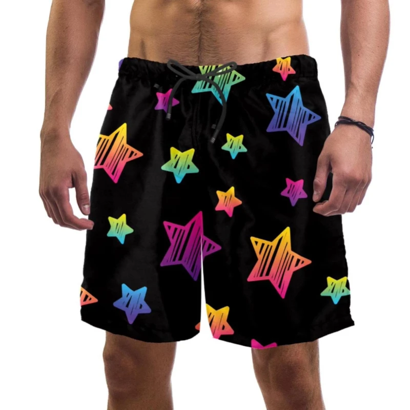 

3D Printed Men's Hawaiian Shorts Summer Fashion Super Casual Star Pattern Perfect For Summer Vacations And Beach Short Trunks