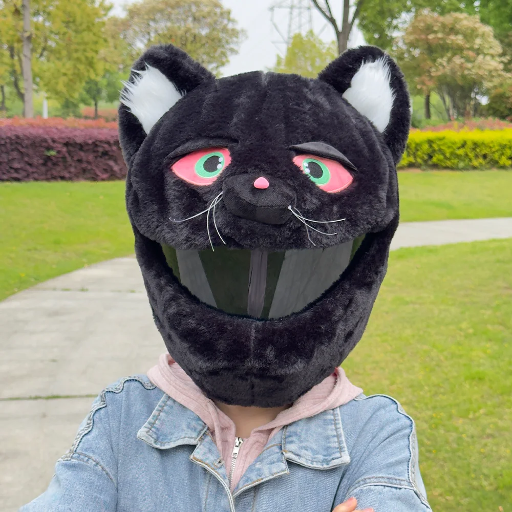 Helmet Protection Headgear Cover Cartoon Fluffy Plush Set for Motorcycle Full-Face Protective Case Motorbike Safety Trendy
