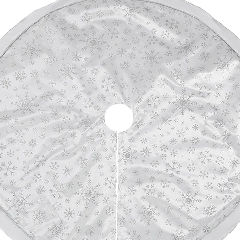 

Christmas Tree Skirt Mat Silver Snowflake Design Washable Portable Living Room Bedroom Garden Bar Hotel Supermarket