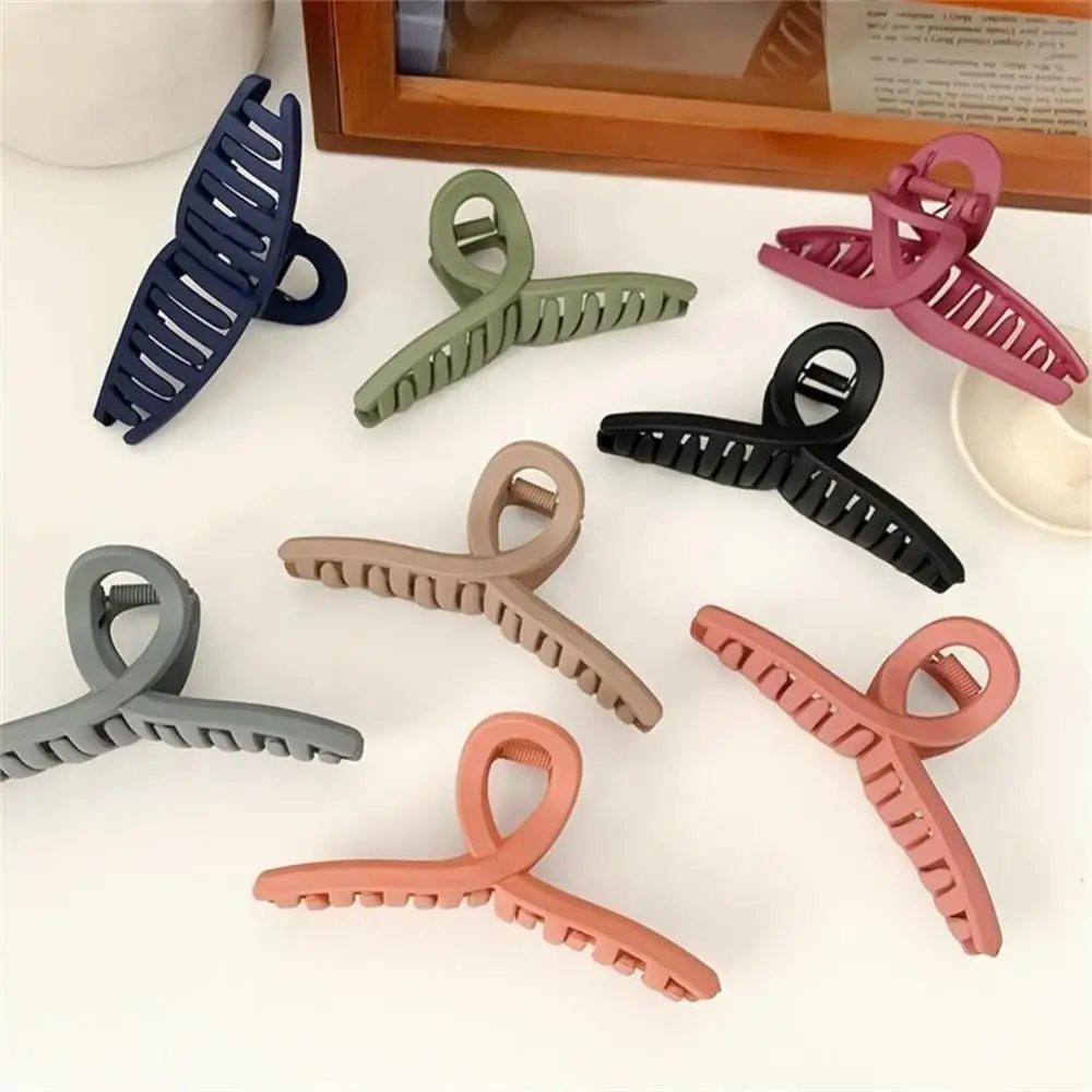 Solid Color Hair Claws Crab Women Large Geometric Cross Square Hairclip Matte Frosted Hairpins Barrettes Lady Hairs Accessories