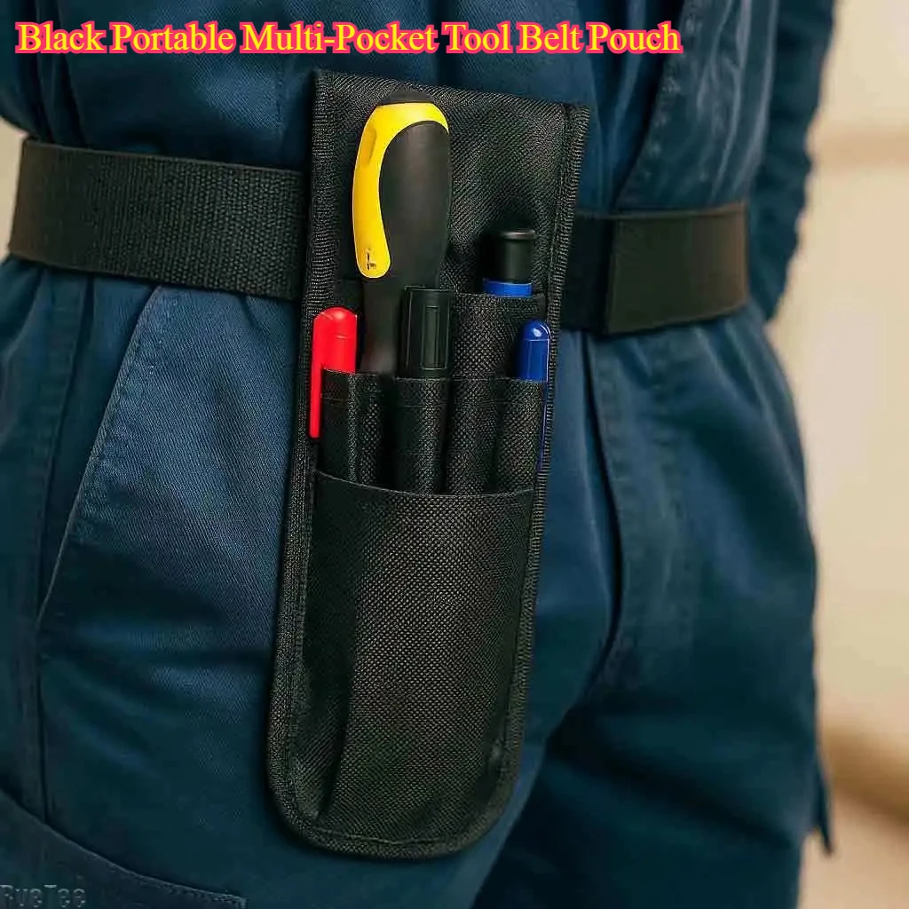 Black Portable Multi-Pocket Tool Belt Pouch - Electrician Tools Organizer for Pens & Scissors, Practical Gift