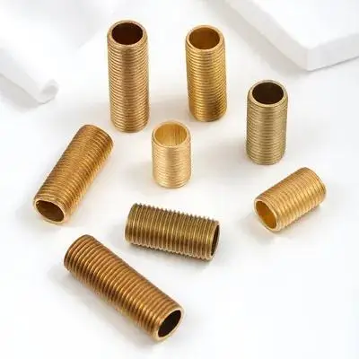 

8Pcs Brass Lighting Connecting Rods Golden Thread Pipes Easy Installation for Lamps Durable Use Brass Thread Rods
