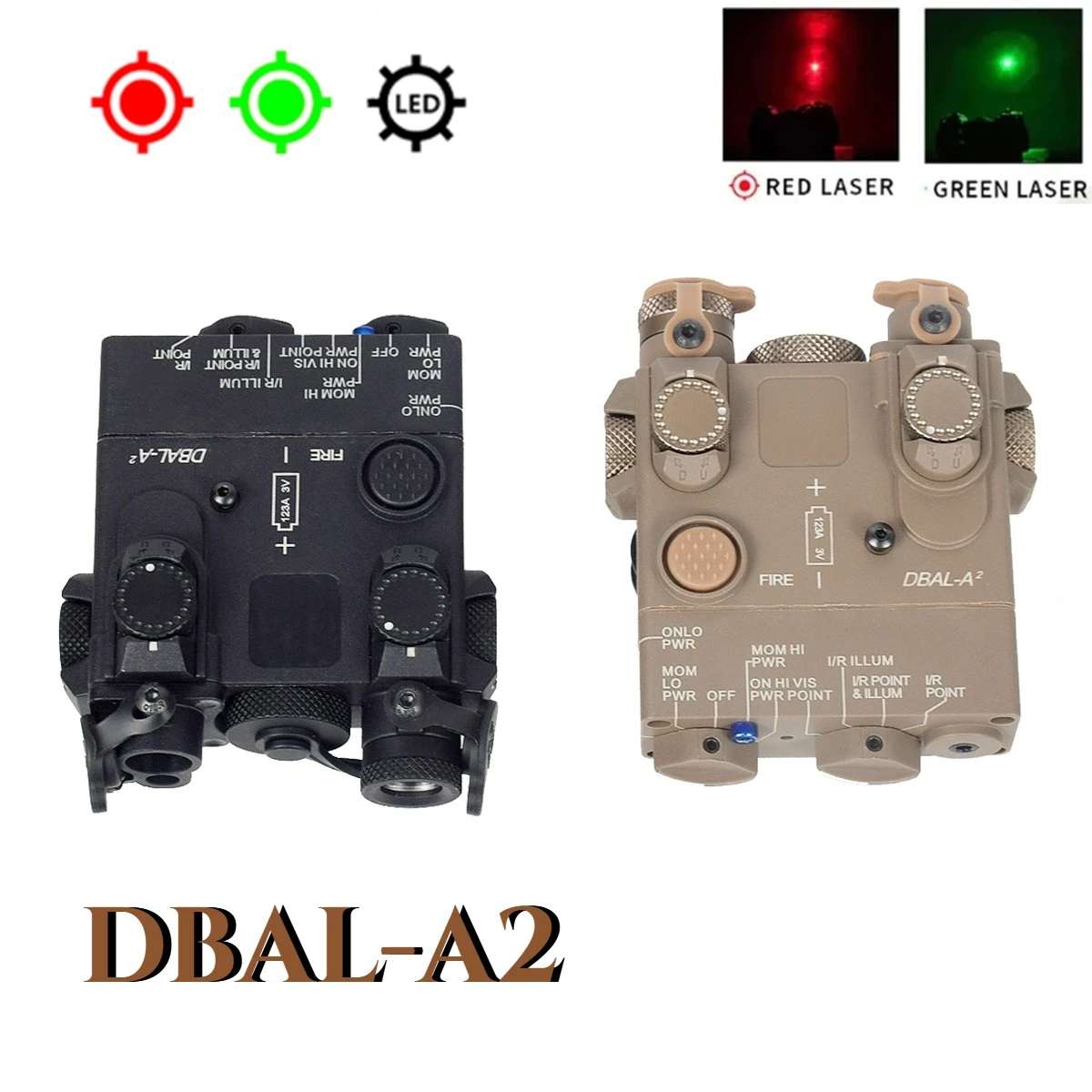 

Combo Light Laser Sight Red Green DBAL A2 Tactical Flashlight Nylon Scout Light Fit 20mm Picatinny Rail