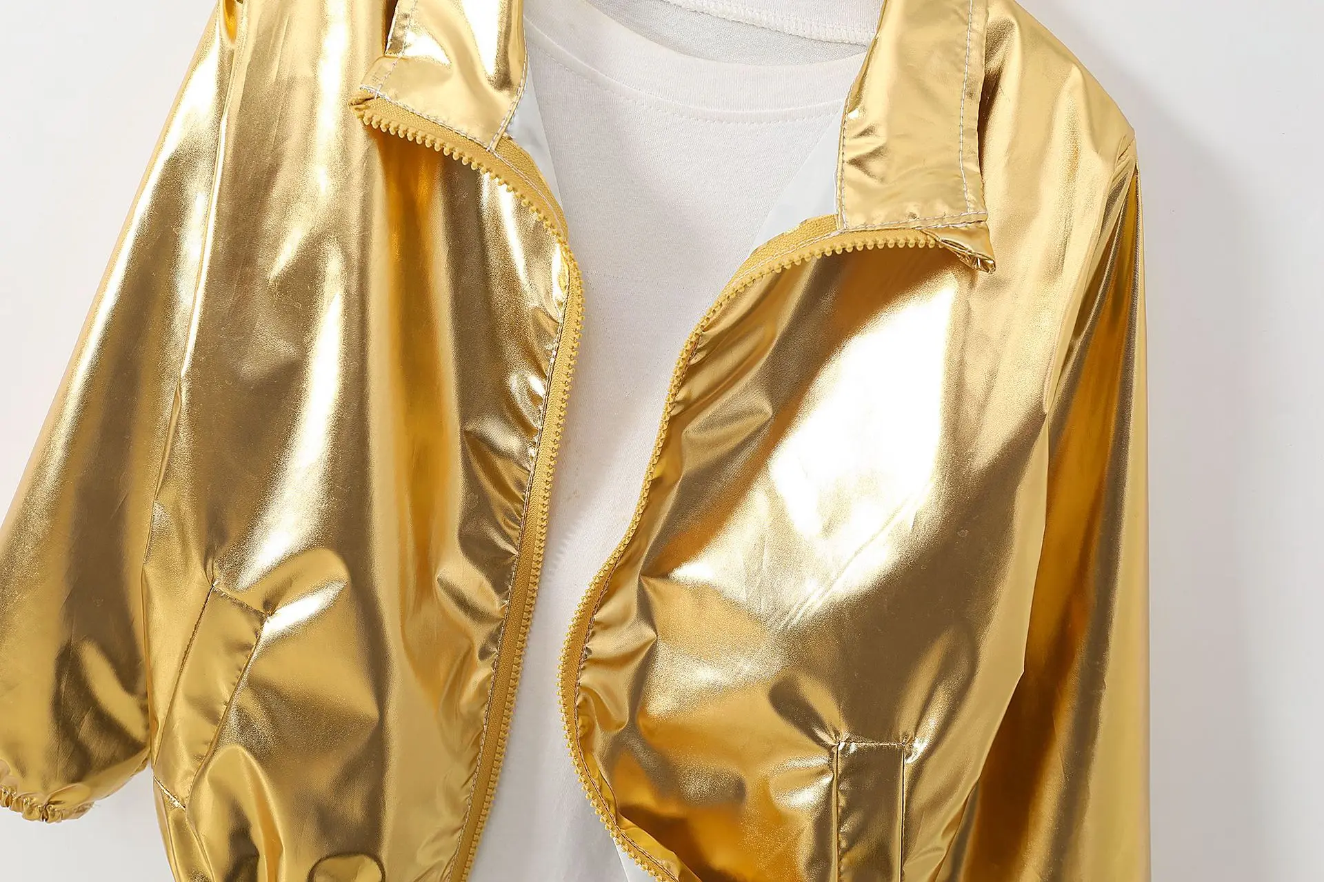 Mädchenjacke für 5-12 Jahre, Herbst, dünn, farbenfroh, glänzend, wasserdicht, Reißverschluss, Revers, Mädchen-Oberbekleidung, neue Kinderkleidung – Detail 23