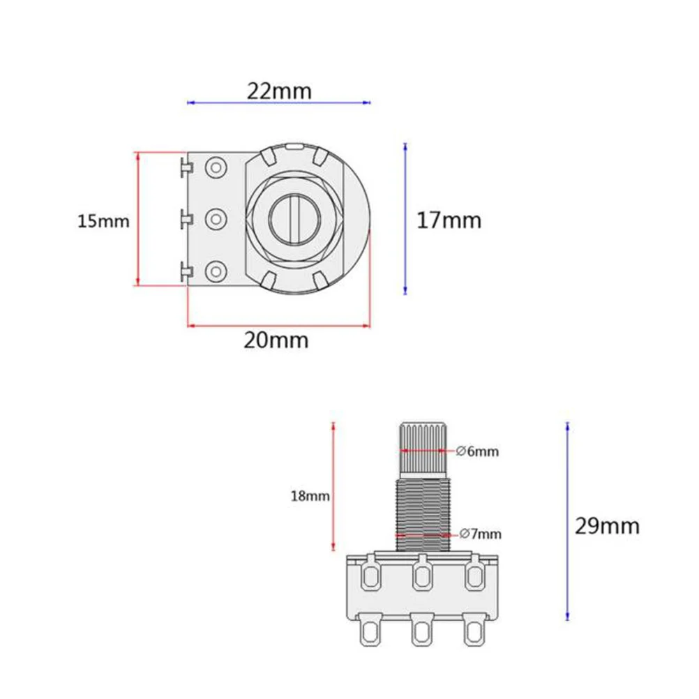 

Dual Deck Mn500k Guitar Potentiometers Lightweight Durable Long Life Knurled Shaft Pot for Blend Balance Volume Tone Upgrade