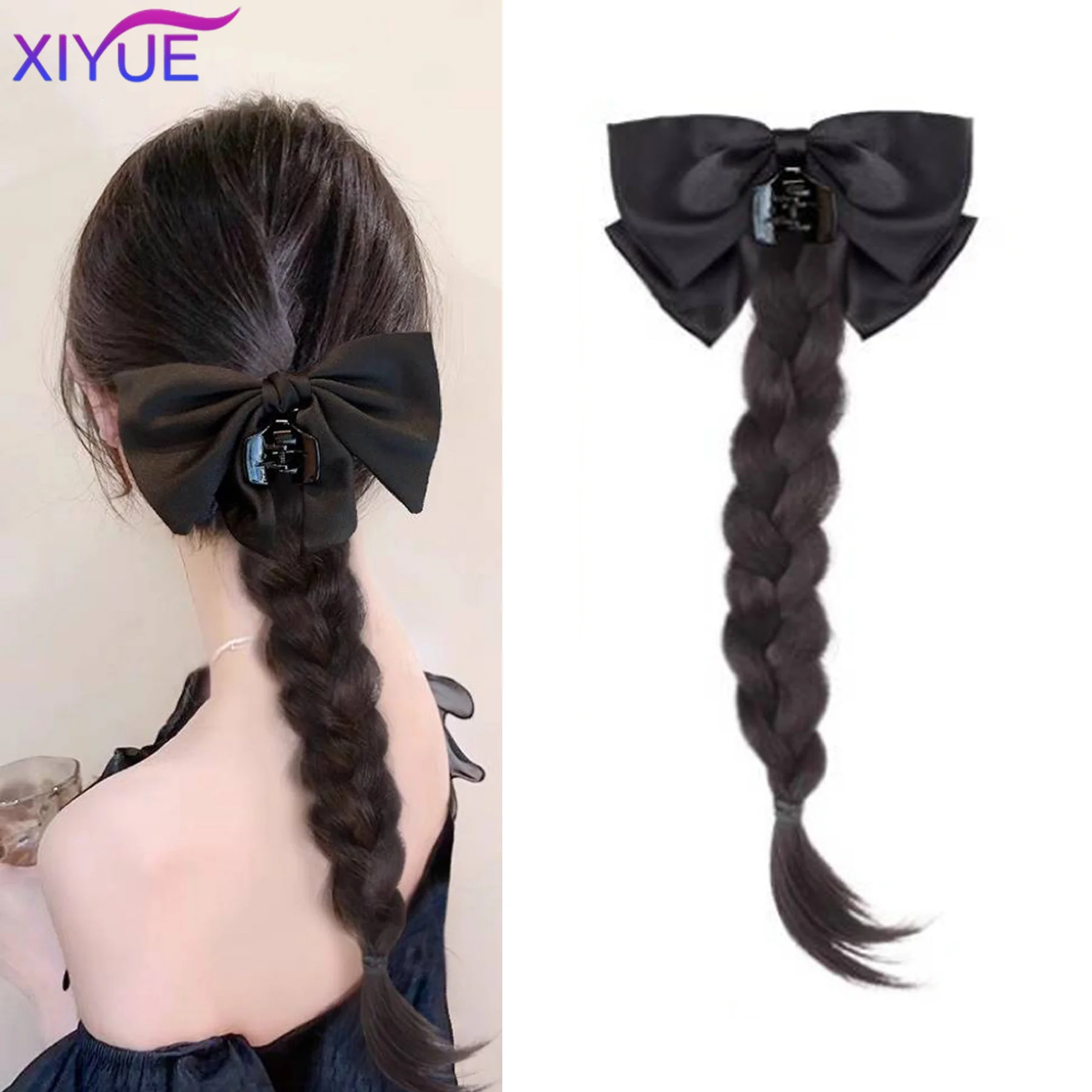 

Synthetic Ponytail for Women Shining Mixed Hair Braided Hair Ponytail Grasping Clip-on Summer with High Ponytail Daily Party Use