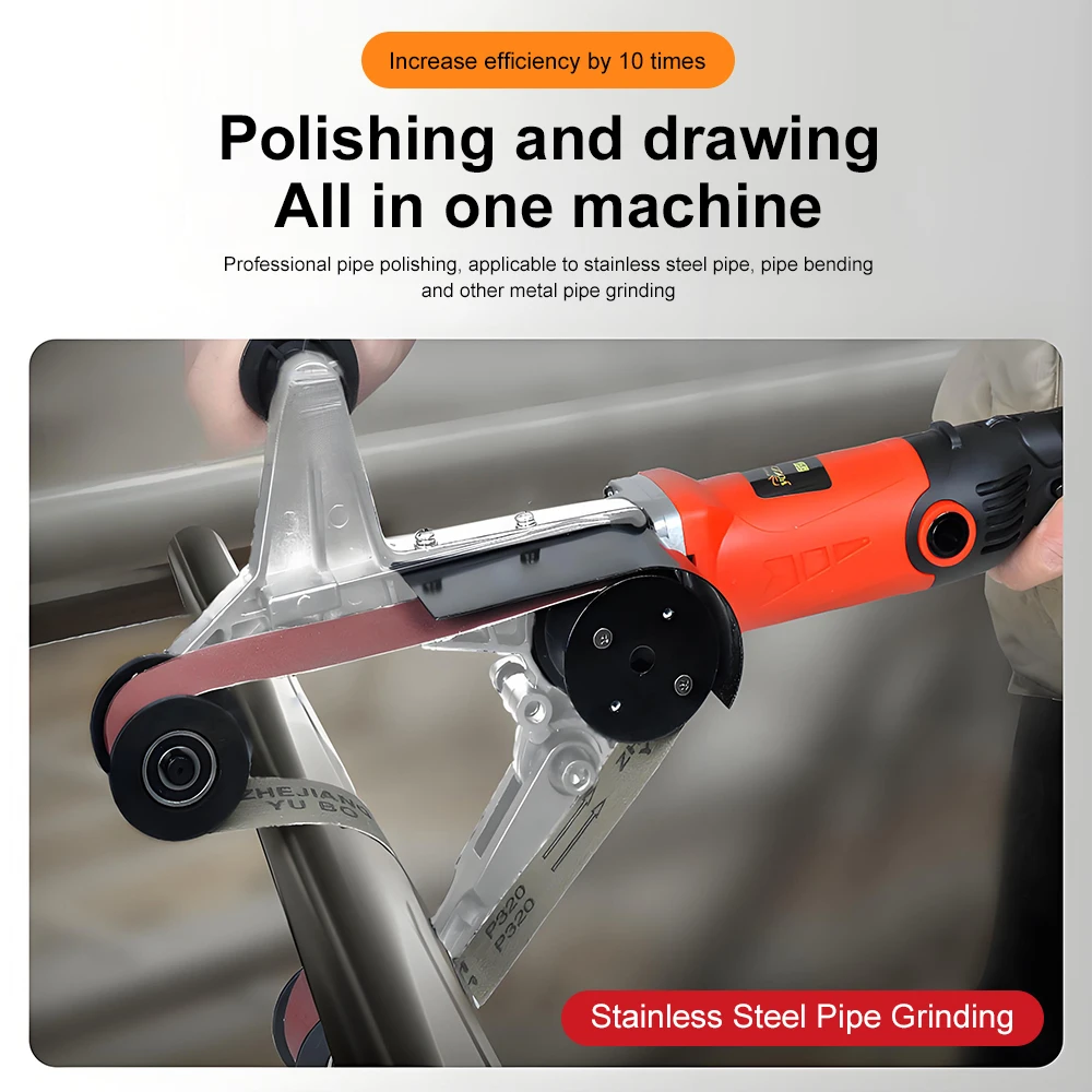 220V Electric Belt Sander Stainless Steel Round Pipe Drawing Machine Round Pipe Grinding and Polishing Machine
