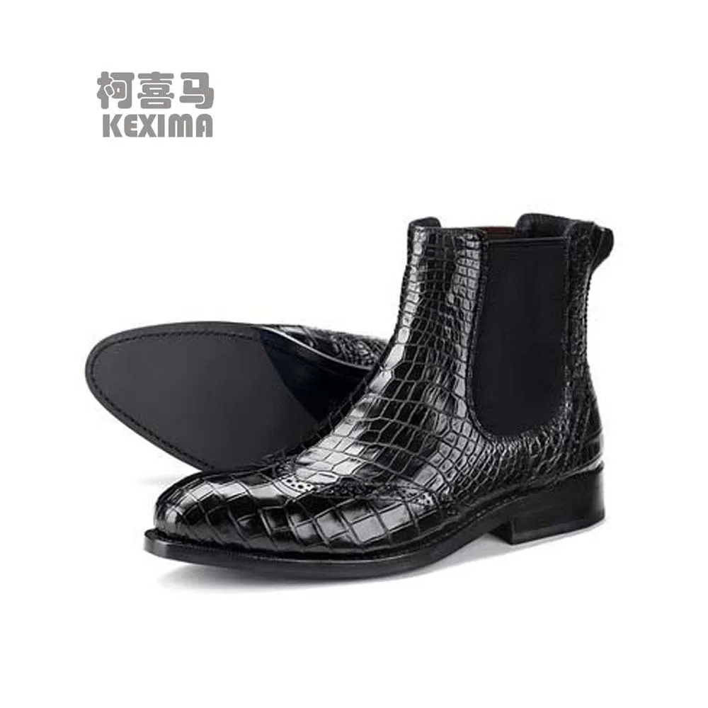 

KEXIMA hanlante crocodile male boots men Martin boots business leisure crocodile Leather shoes Set foot male Short boots