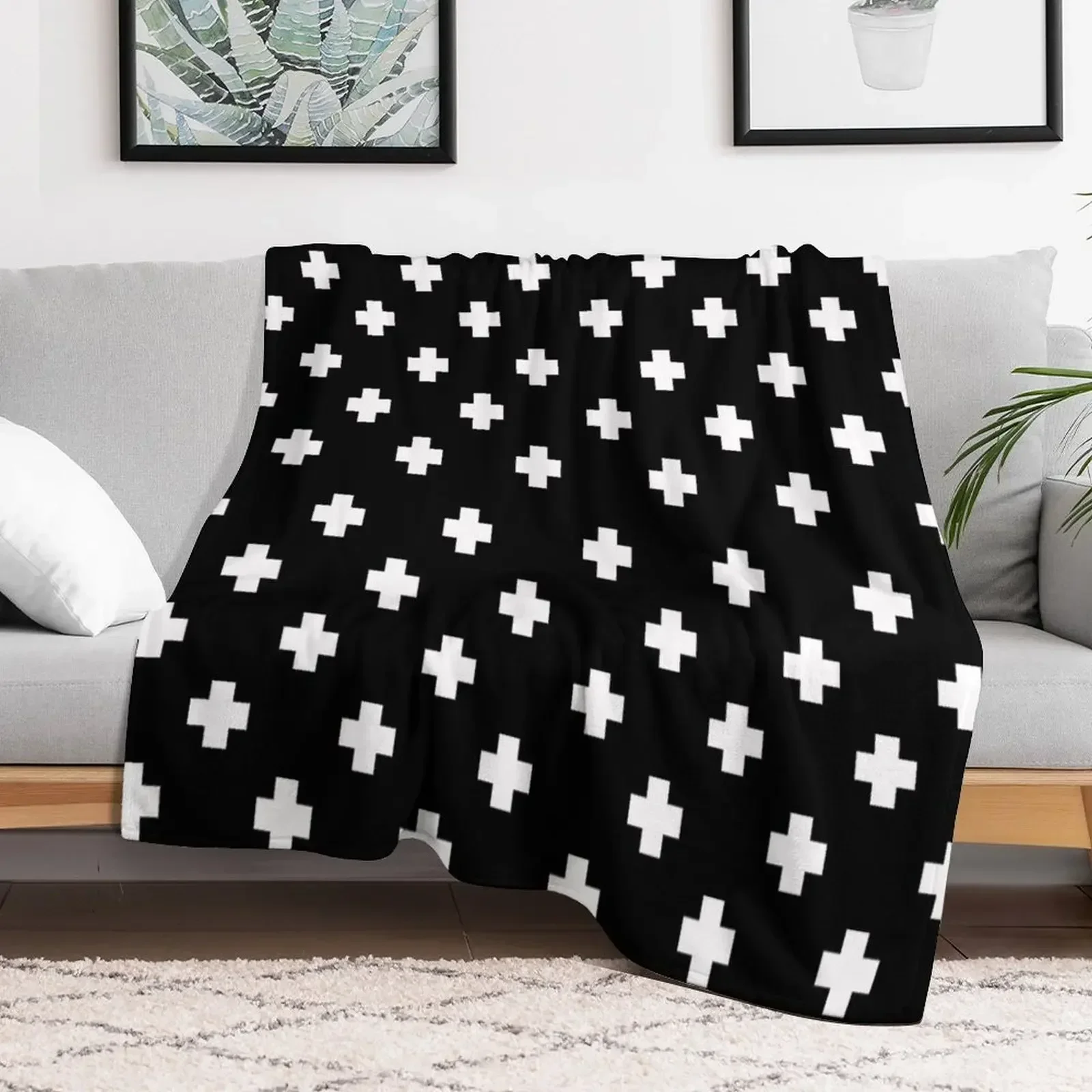 Swiss Cross Pattern Throw Blanket For Baby Shaggy Thins Travel Blankets