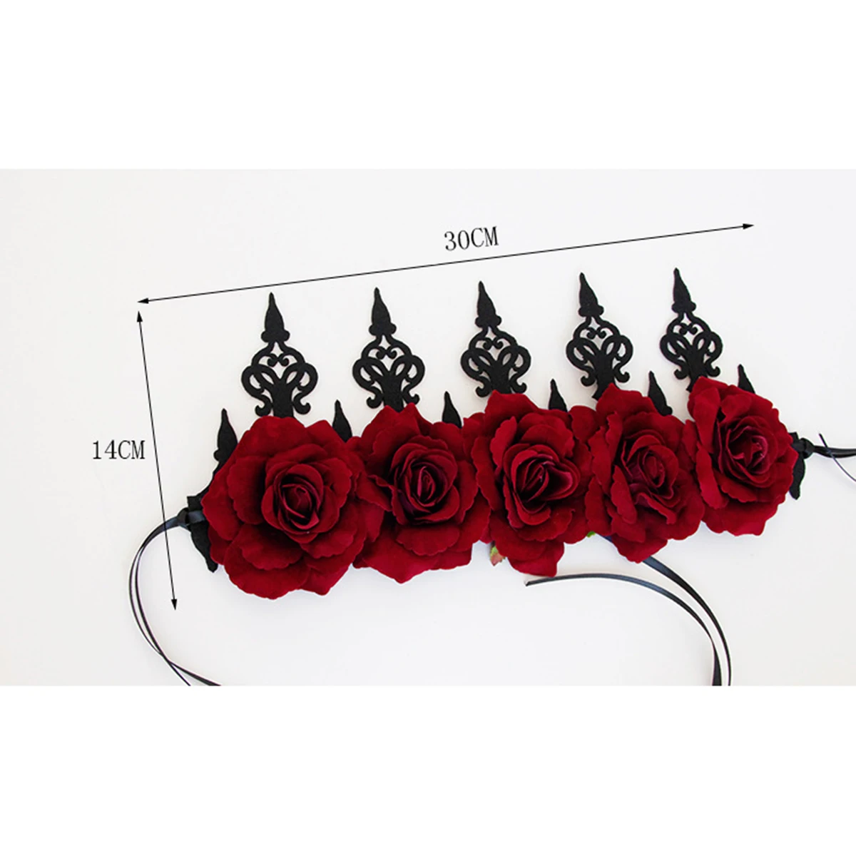 

Dark Red Vintage Rosettes Headband Women Halloween Crown Headdress Retro Hair Accessories for Parties Photography
