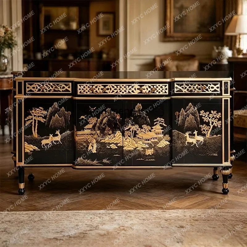 side cabinet handmade rich deer painted entrance cabinet bedroom TV cabinet