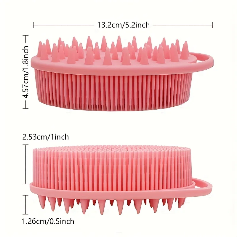 2-in-1 shower shampoo brush, shower silicone body scrub, exfoliating body brush, high-quality silicone loofah, scalp massag