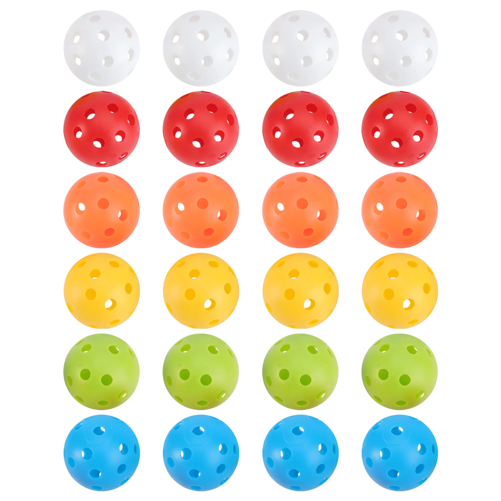 24 Pcs Mixed Color Golf Balls Toy Practice with Holes Hollow Perforated Training Durable