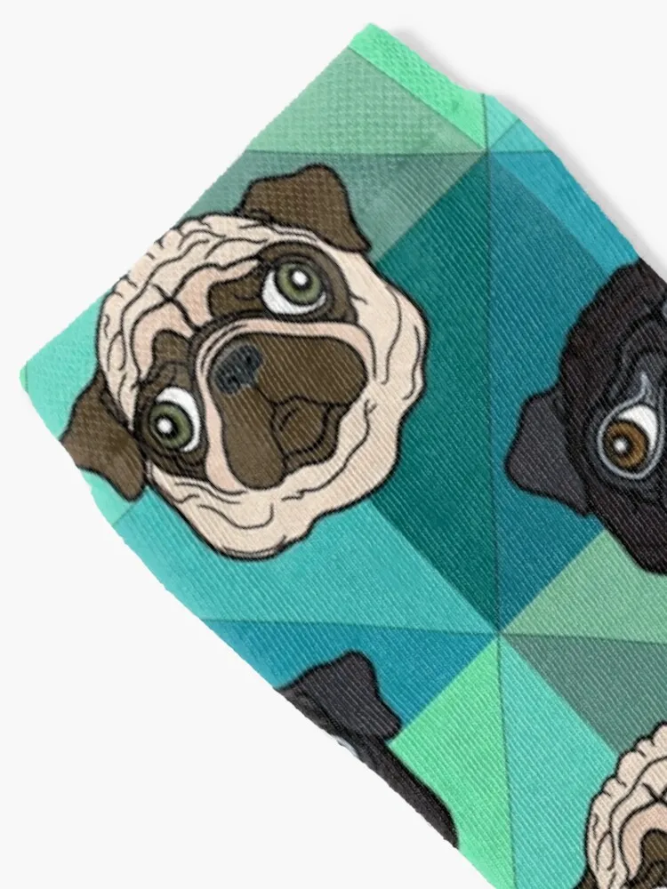 Turquoise Geometric Pug pattern / print Socks Warm Socks Winter Woman