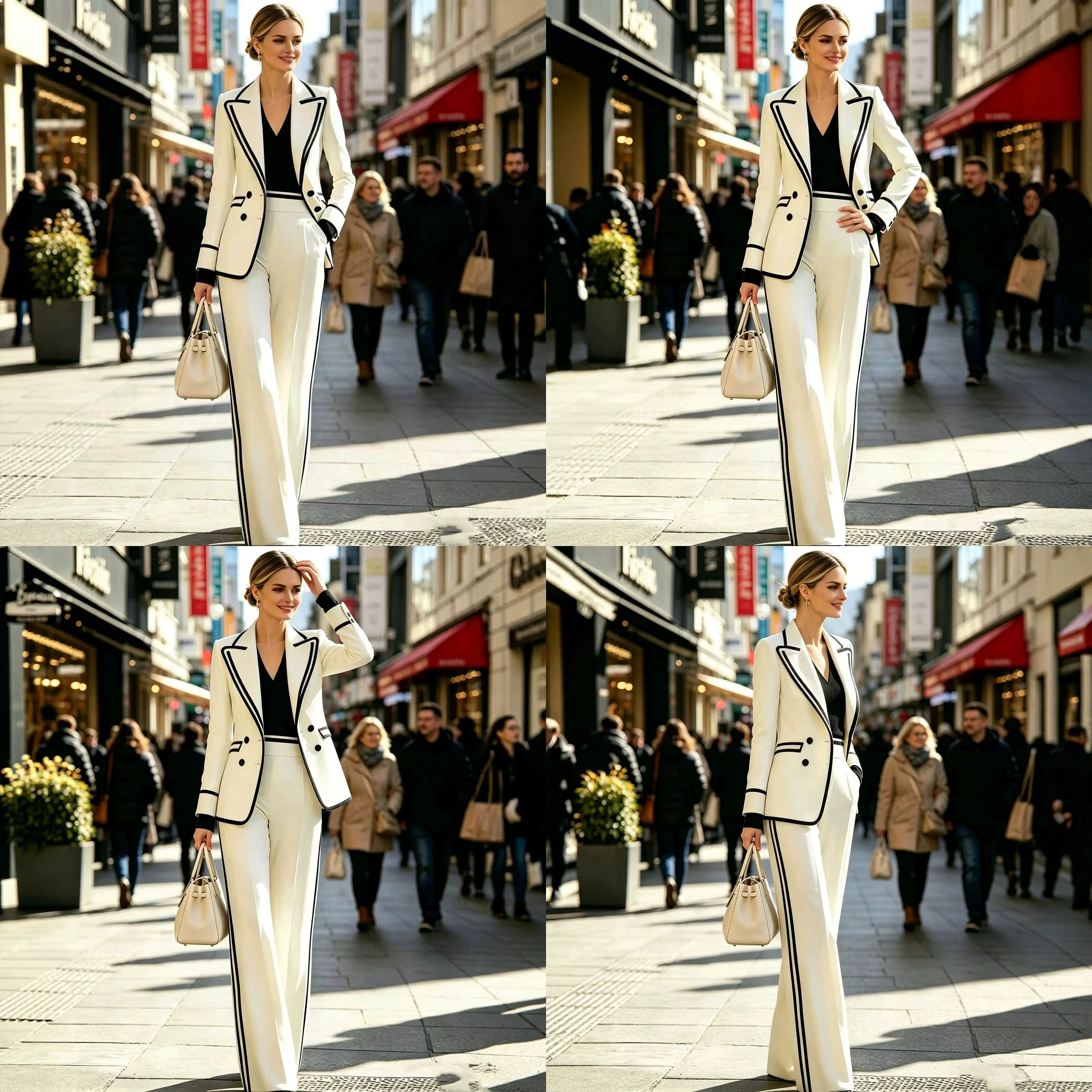

Women's 2 Piece Tracksuit Set Long Sleeve Blazer with Lapel & Double Breasted Dress Pants Matching Suit Sets