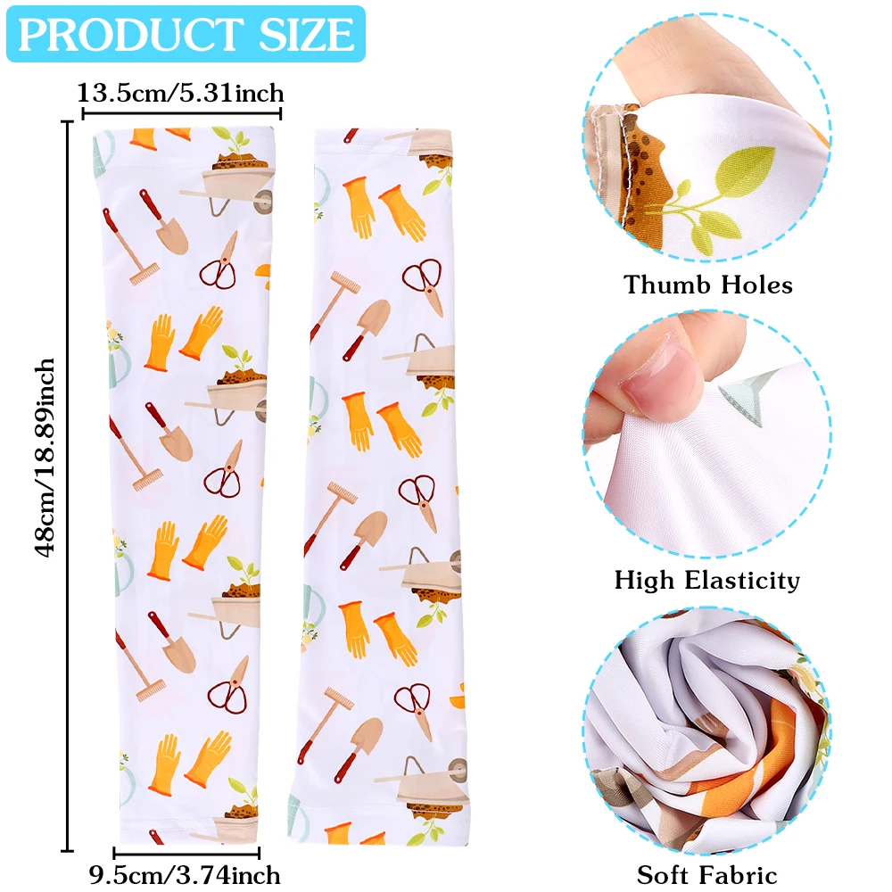 Flower Cooling Arm Sleeves For Men & Women Sunscreen Arm Cooling Cover With Thumb Holes Sun UV Protection For Gardening Outdoors