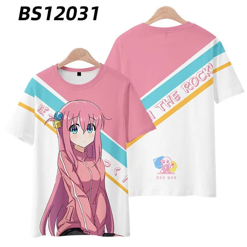 Anime BOCCHI THE ROCK! Gotoh Hitori 3D Print T-shirt for Men Women Summer Clothes Short Sleeve Tee Daily Wear Teenager
