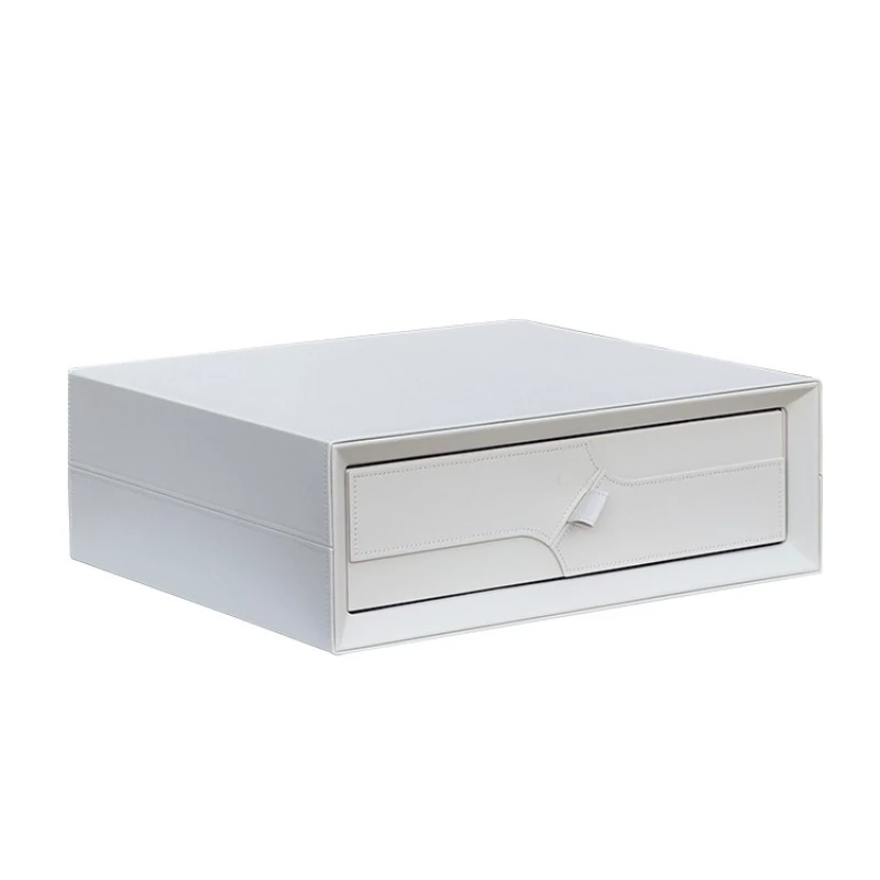 

Office Home Push-pull Cushion Jewelry Box Multifunctional Hotel Plaid Pumping Retractable Full Wrap Leather Insurance