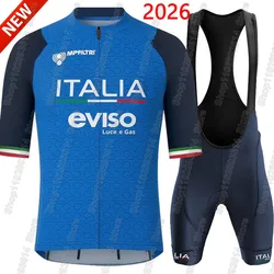 Italy Cycling Jersey Team 2026 Set Italian Blue Cycling Clothing Men Short Sleeve Kit Road bike Shirt Bicycle Bib Shorts Maillot