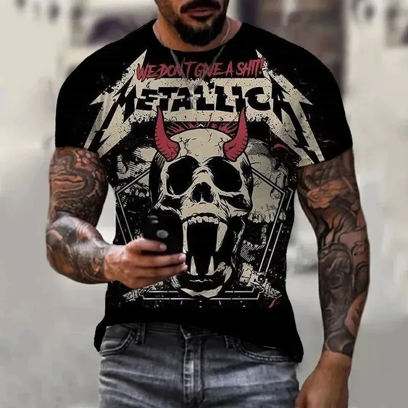 Nueva camiseta de manga corta con estampado 3D de calavera para hombre, camisa Retro informal a la moda, ropa de calle de verano, camisetas de gran tamaño, ropa