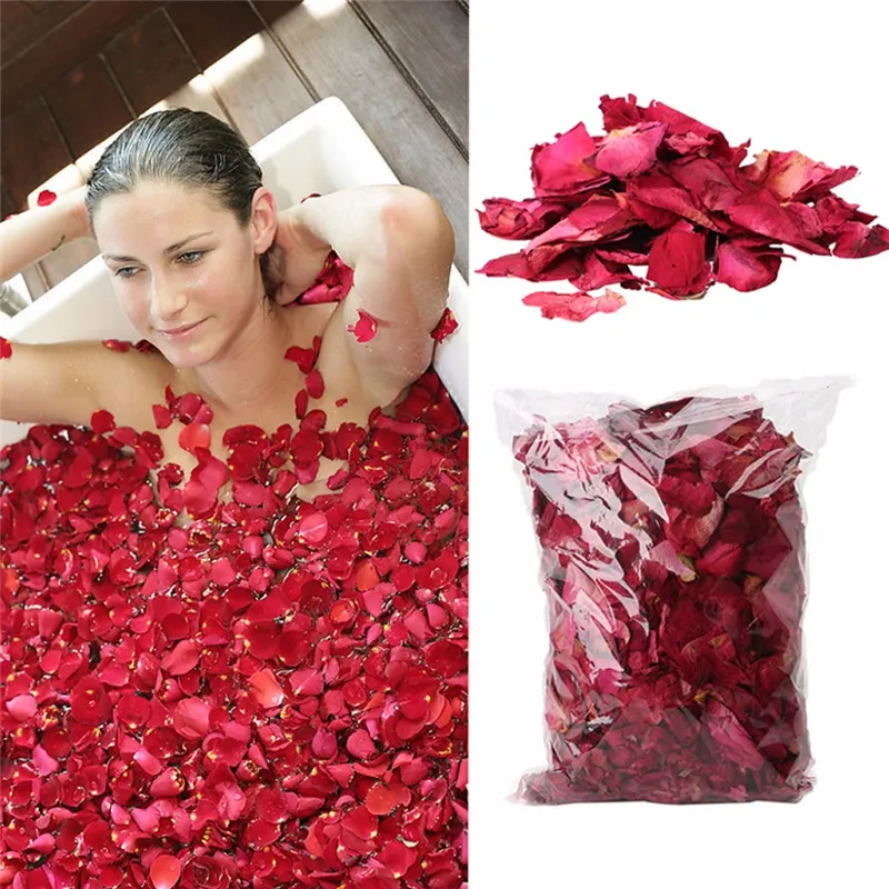 1 Pack Getrocknete Rose Blätter Natürliche Blume Bad Spa Bleaching Dusche Trockenen Rose Blume Blütenblatt Bade Entlasten Duftenden Körper Massager