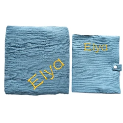 Personalized baby blanket Embroidered Name Personalized embroidered health book cover Baby Muslin Swaddle Newborn Birth gift