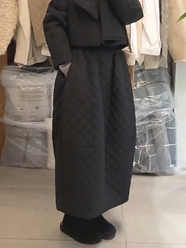 Gonna a trapezio a vita alta dimagrante Gonna a trapezio in cotone retrò Sle da donna Faionable Gonna ampia invernale 2025 f-lunghezza