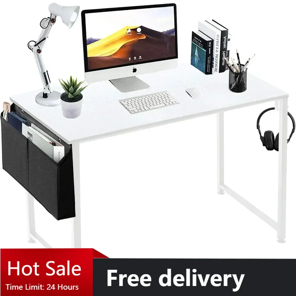 

47 inch White Office Computer Desk - Modern Simple Student Study Table for Home Office Bedroom Writing Desk