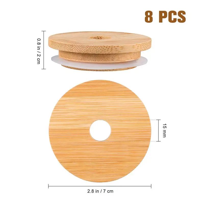 Mason Jar Lids Straw Lid With Glass Hole Can Mouth Wide Wooden Beer Bottle Canning Bamboo For Caps Cup Covers Sealing Cover And