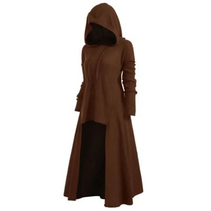 Cosplay Witch Tunic Hooded Robe Cloak Knight Gothic Costumes Women Halloween Holiday Dress Up Party Fancy Dress Masquerade Ball