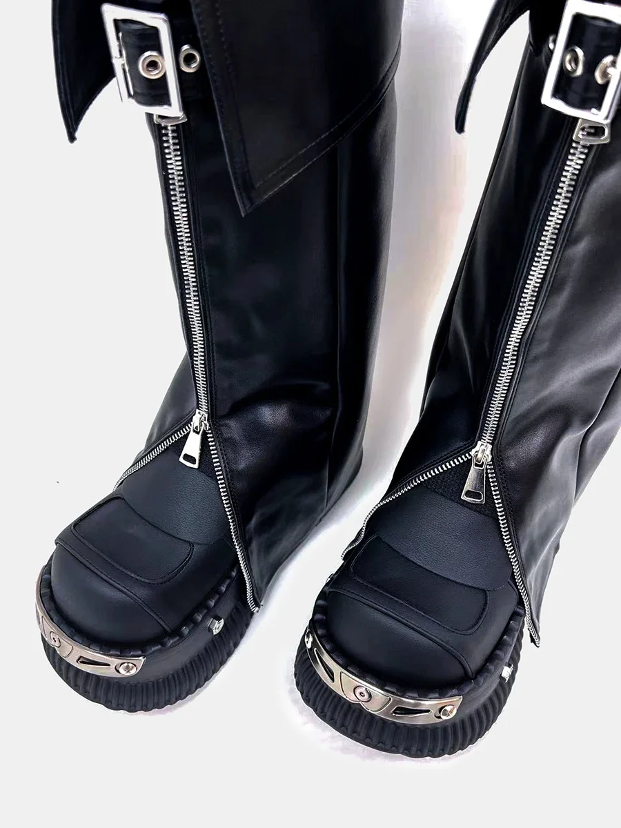 2024 New Metal Punk Y2g Hot Girl Asian Culture Platform Niche Design Height Increasing Harajuku Big Head Shoes