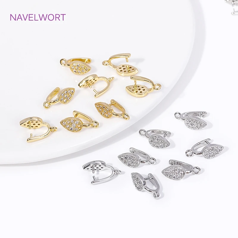 Multi Types Pinch Pendant Bails 18K Gold Plated Inlaid Zircon Clamp Pinch Clip Bail Hooks Connector DIY Jewelry Making Findings