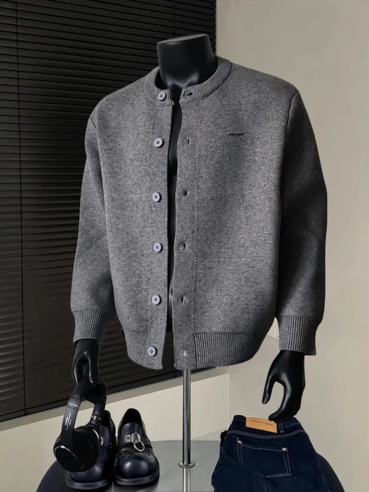 

Мужской вязаный кардиган Cleanfit: Зимний, в расслабленном стиле, с эффектом высокой комфортности, в американском ретро-стиле, для повседневного образа (OOTD), свободного кроя, из полиэстера.