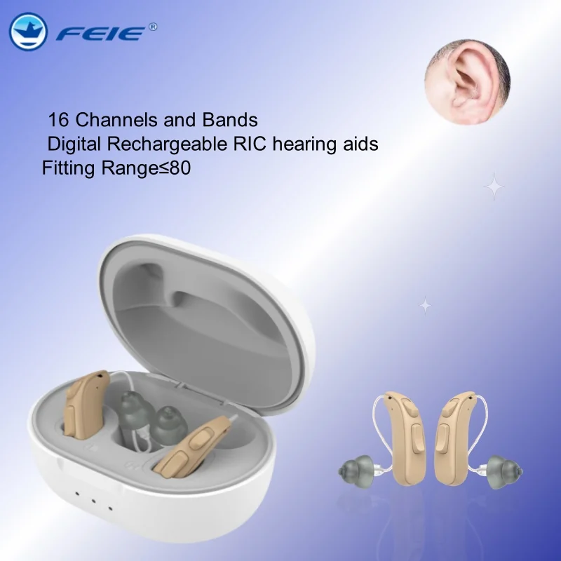 2024 NEW 16 channels Digital Rechargeable Hearing Aids for Seniors RIC Hearing Aid for People with Mild Moderate Hearing Losse